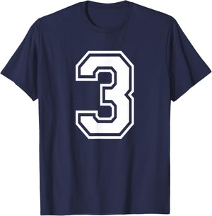 Number 3 Birthday Sports Player Team Numbered Jersey T-Shirt - T-Shirt | Navy