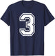 Number 3 Birthday Sports Player Team Numbered Jersey T-Shirt - T-Shirt | Navy