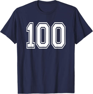 Number 100 Numbered Uniform Sport Jersey Team 100th Birthday T-Shirt - T-Shirt | Navy