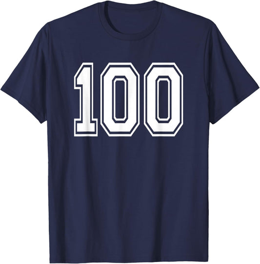 Number 100 Numbered Uniform Sport Jersey Team 100th Birthday T-Shirt - T-Shirt | Navy