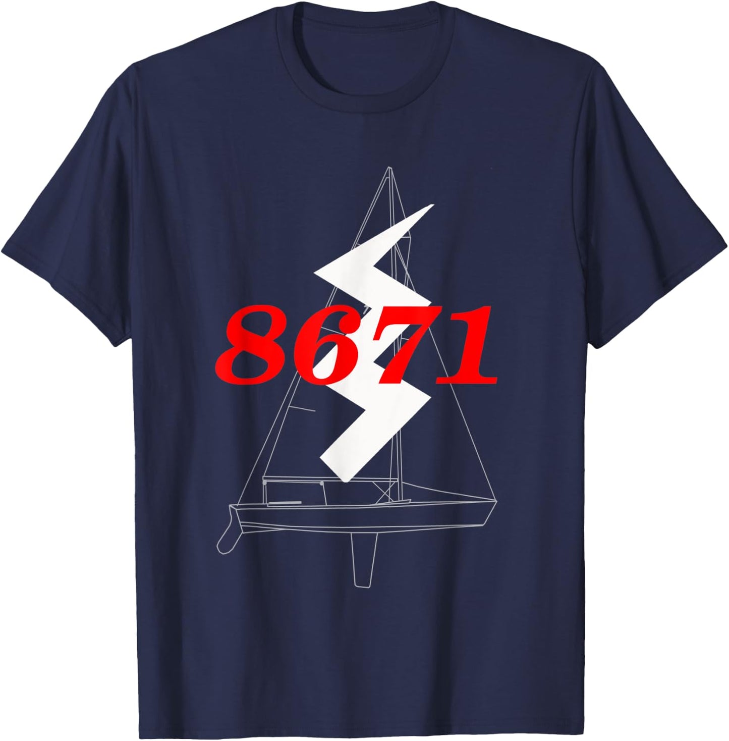 Classic Woody Lightning Sailboat #8671 T-Shirt - T-Shirt | Navy