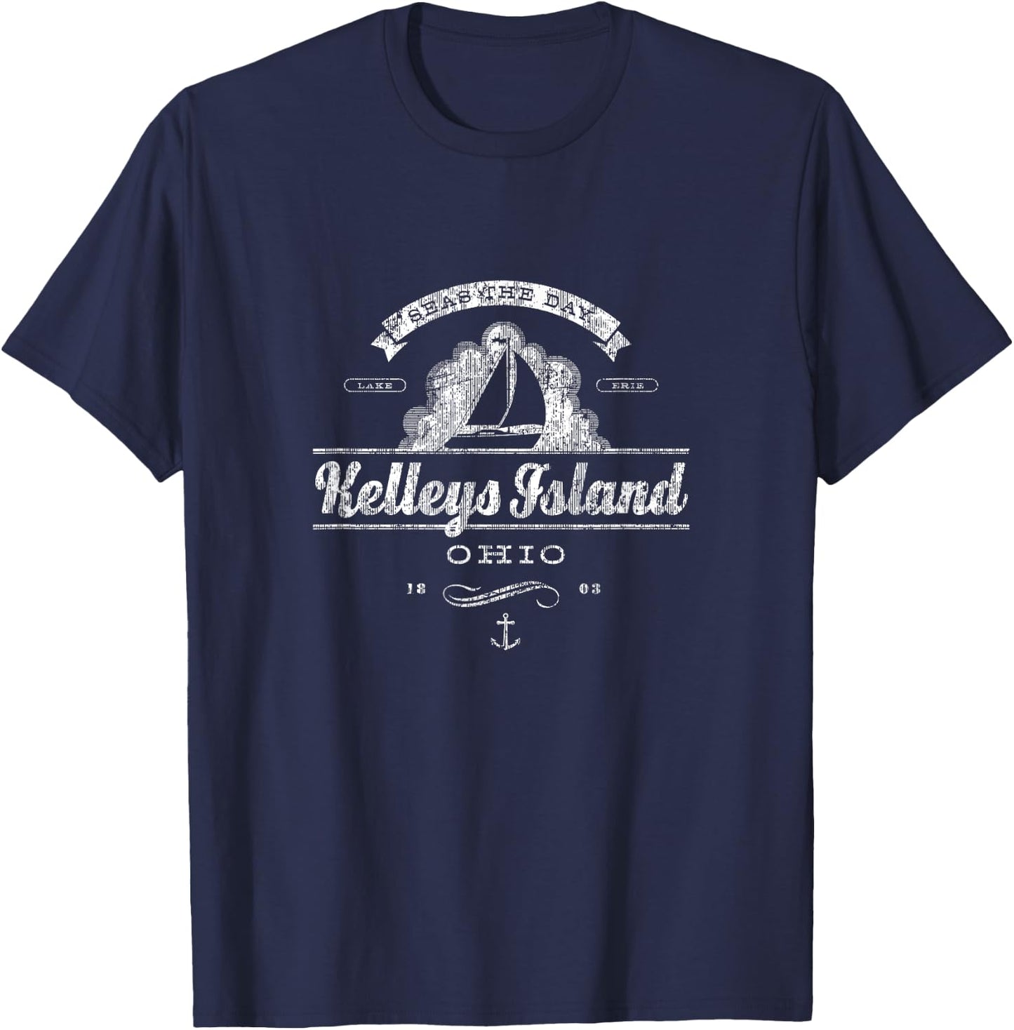 Kelleys Island OH Sailboat Vintage Nautical T-Shirt - T-Shirt | Navy
