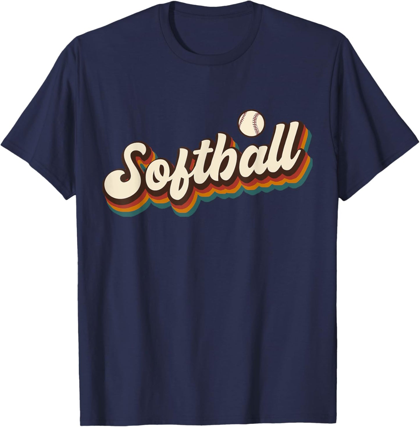 Retro Softball Graphic - Softball T-Shirt - T-Shirt | Navy