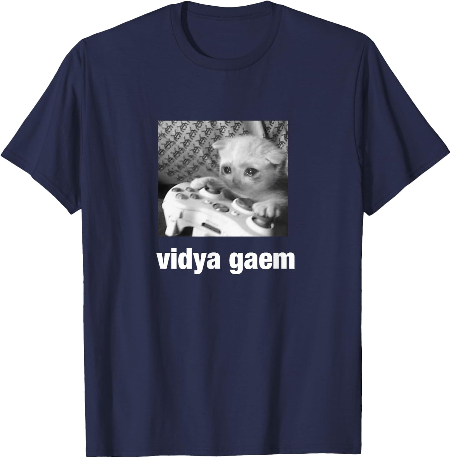 Cursed Cat Funny Vidya Gaem T-Shirt - T-Shirt | Navy