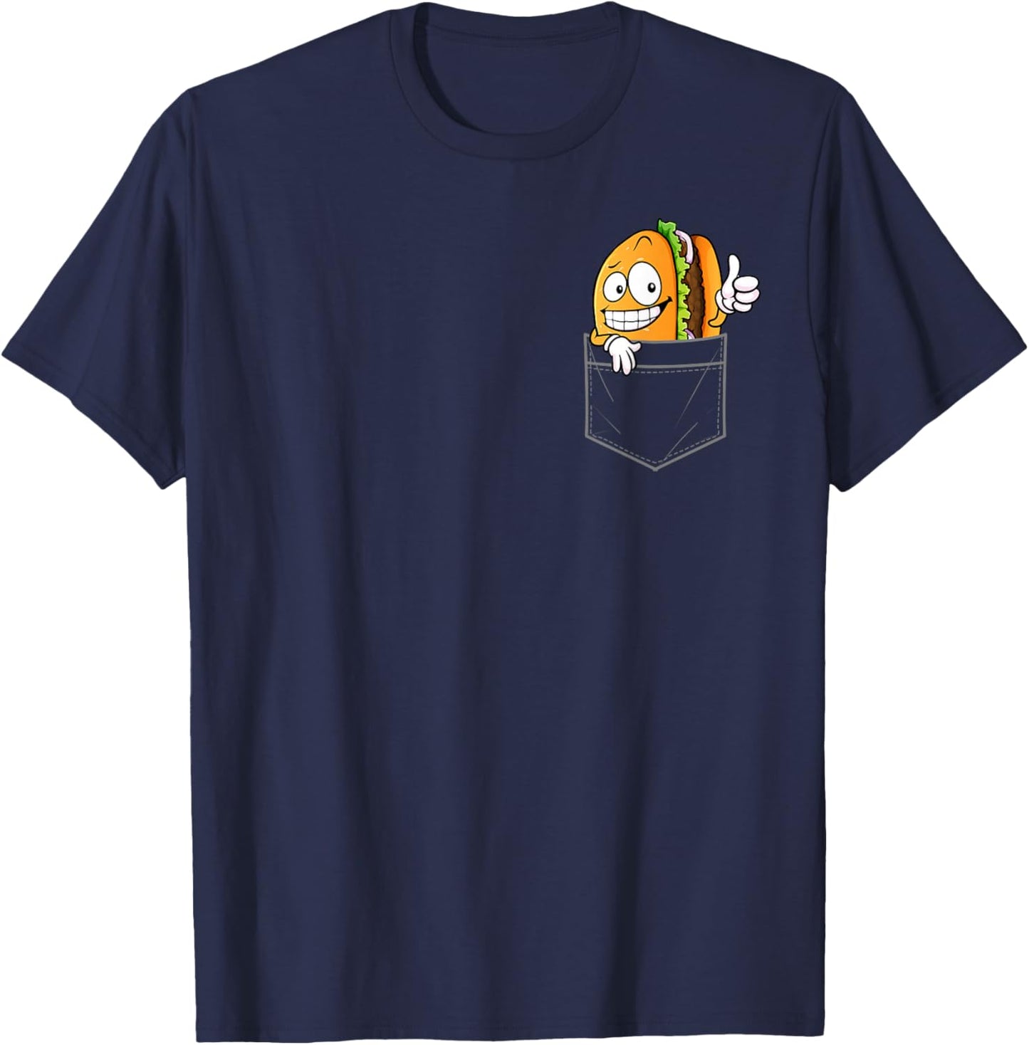 Cool Hamburger Women Kids Pocket Burger Cheeseburger T-Shirt - T-Shirt | Navy