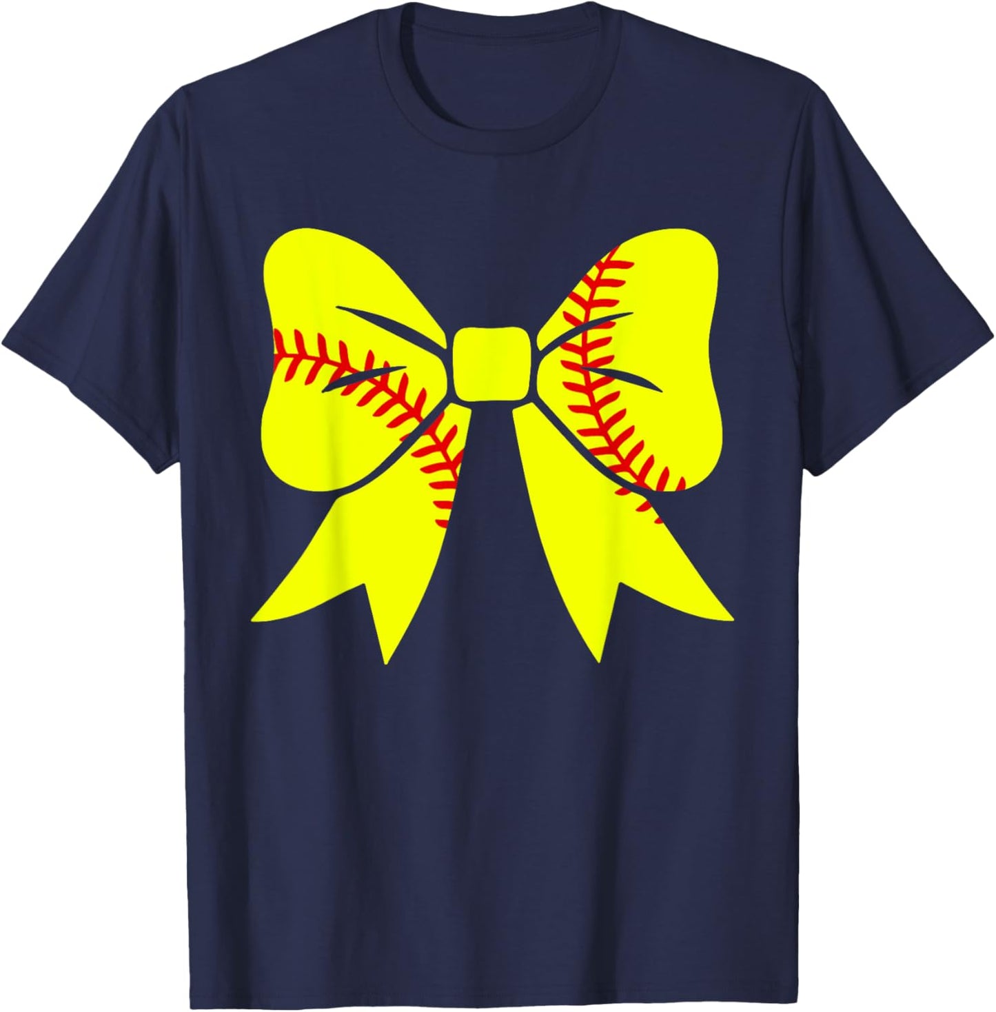 Softball Coquette Aesthetic Bow Sport Season Mother's Day T-Shirt - T-Shirt | Navy