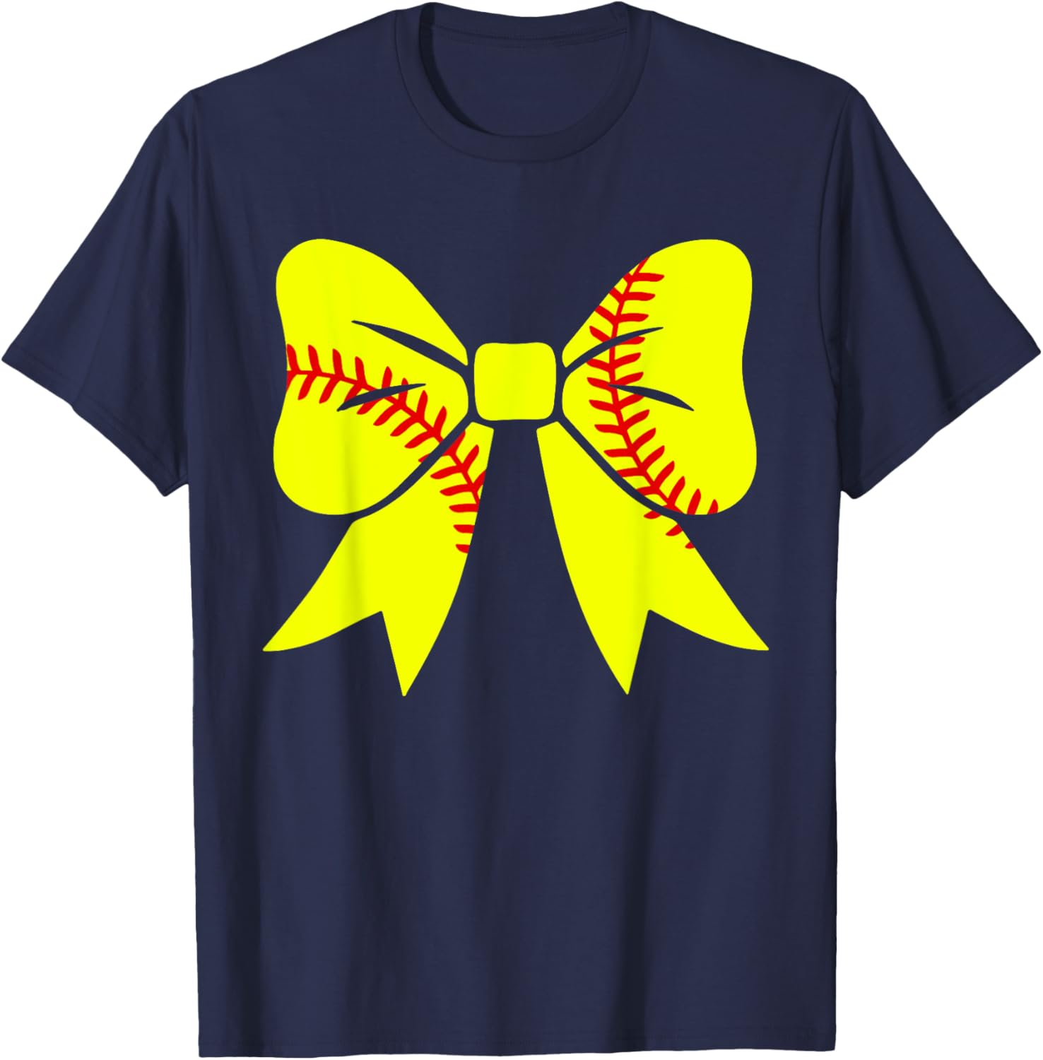 Softball Coquette Aesthetic Bow Sport Season Mother's Day T-Shirt - T-Shirt | Navy