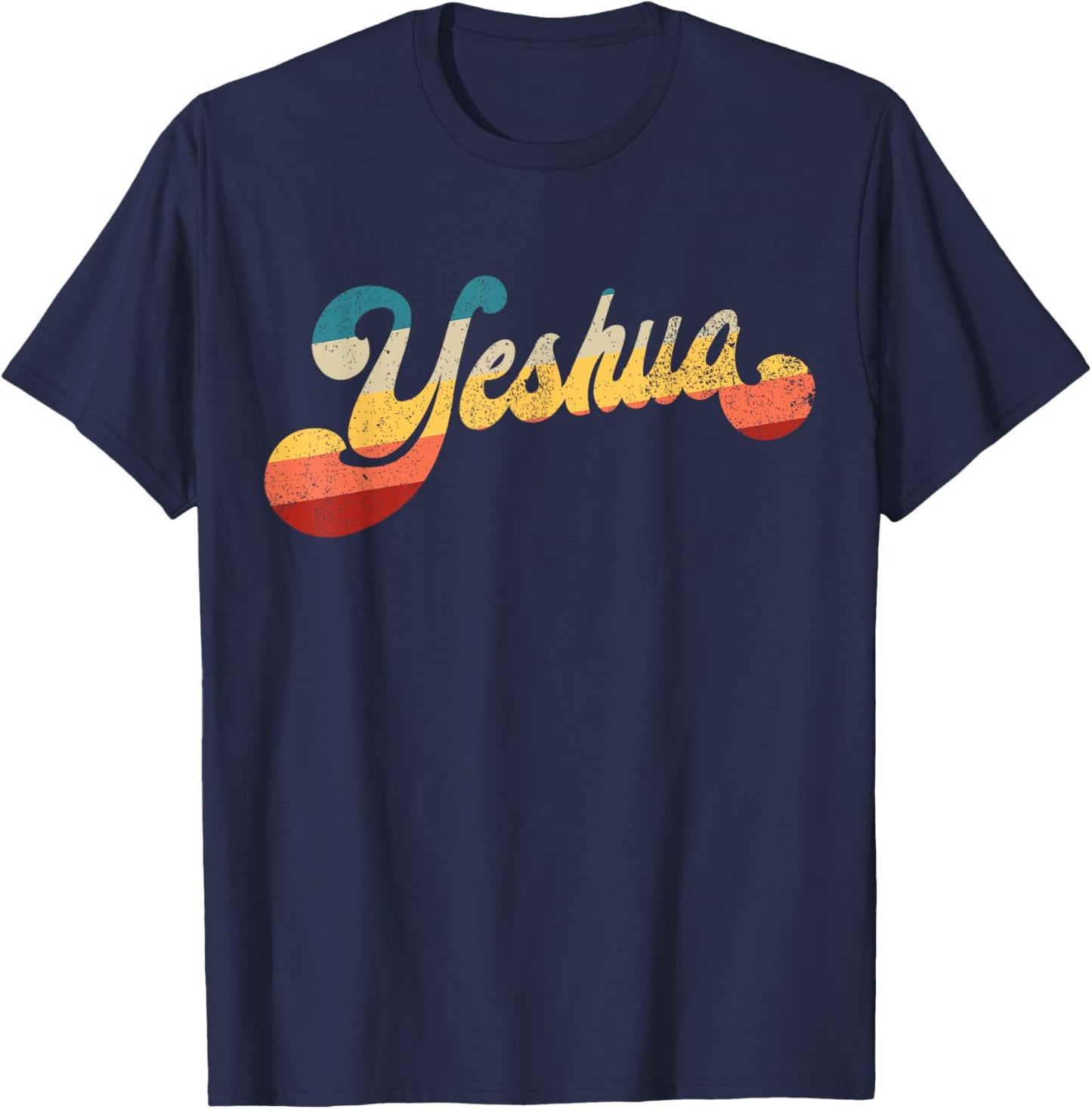 Yeshua Jesus in Hebrew Christian Faith Peace Retro Yeshua T-Shirt - T-Shirt | Navy