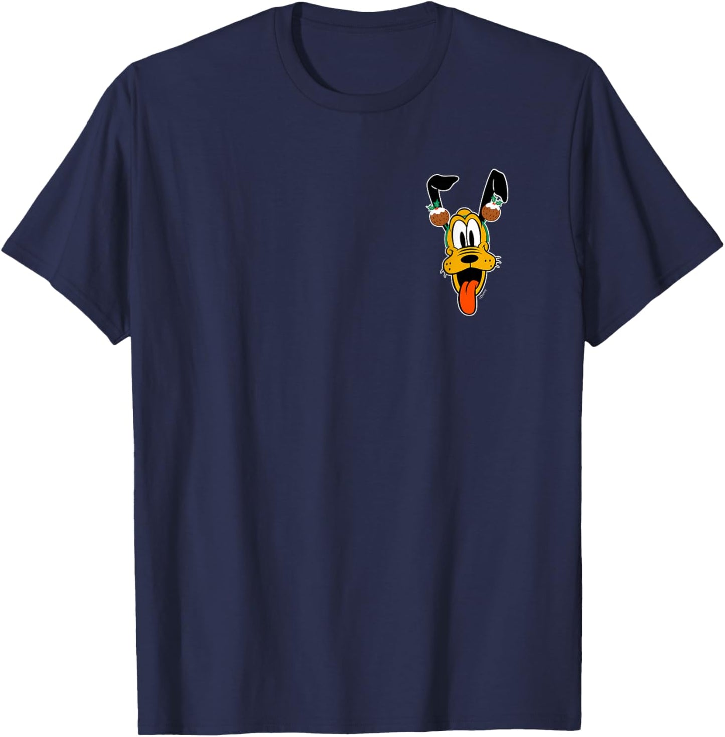 Disney Pluto Christmas Pudding Holiday Headband Corner Art T-Shirt - T-Shirt | Navy