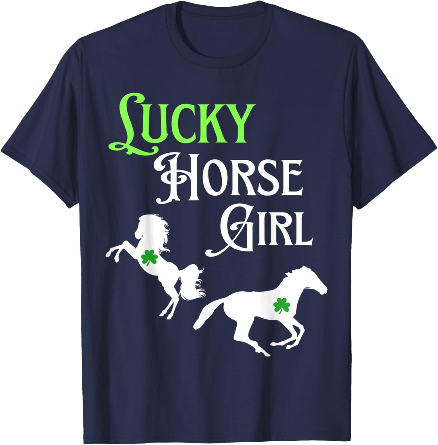Lucky Cowgirl Horse Girl St. Paddy's Day T-Shirt - T-Shirt | Navy