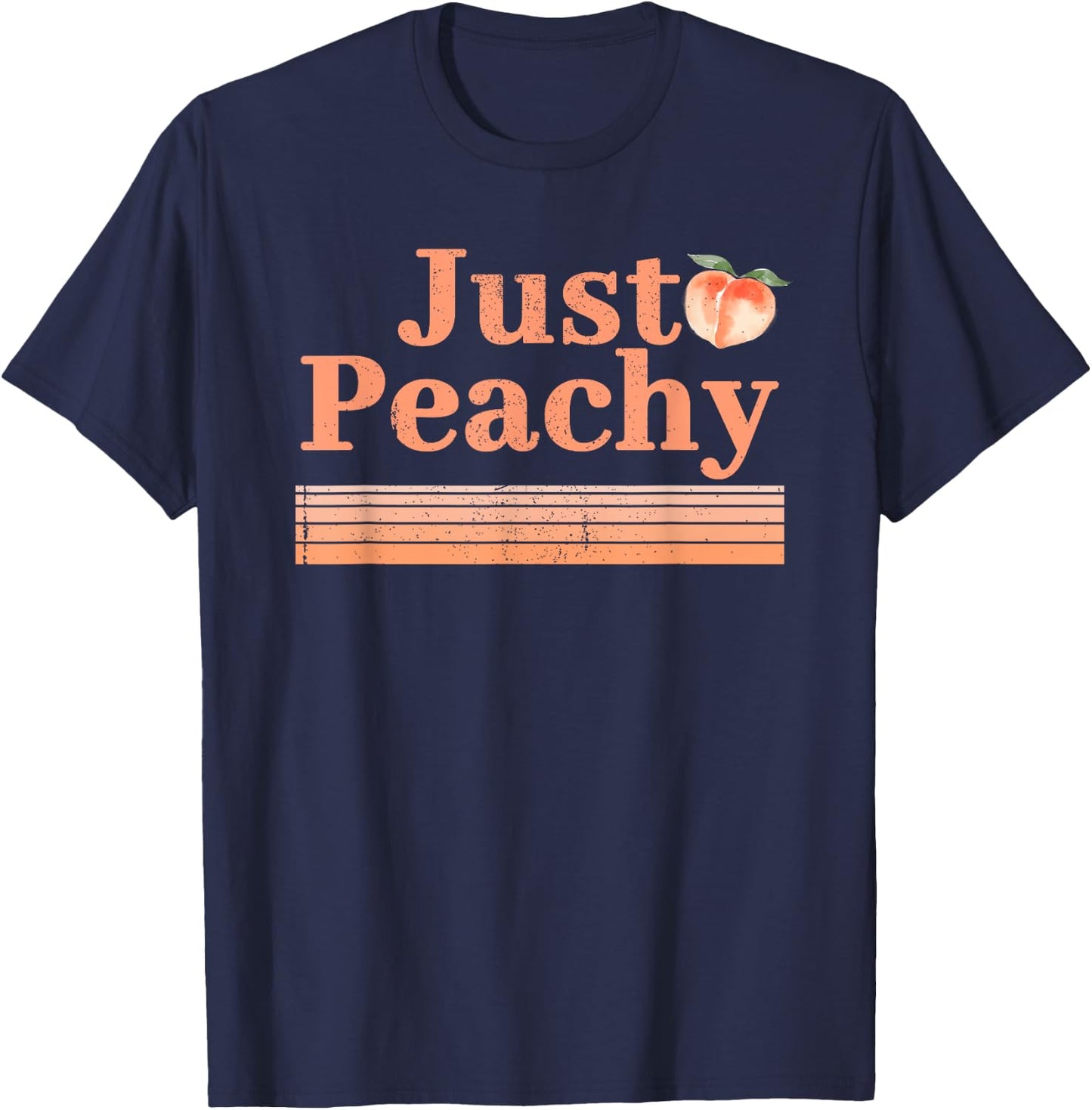 Just Peachy Peaches Summer Fruit Nostalgia T-Shirt - T-Shirt | Navy