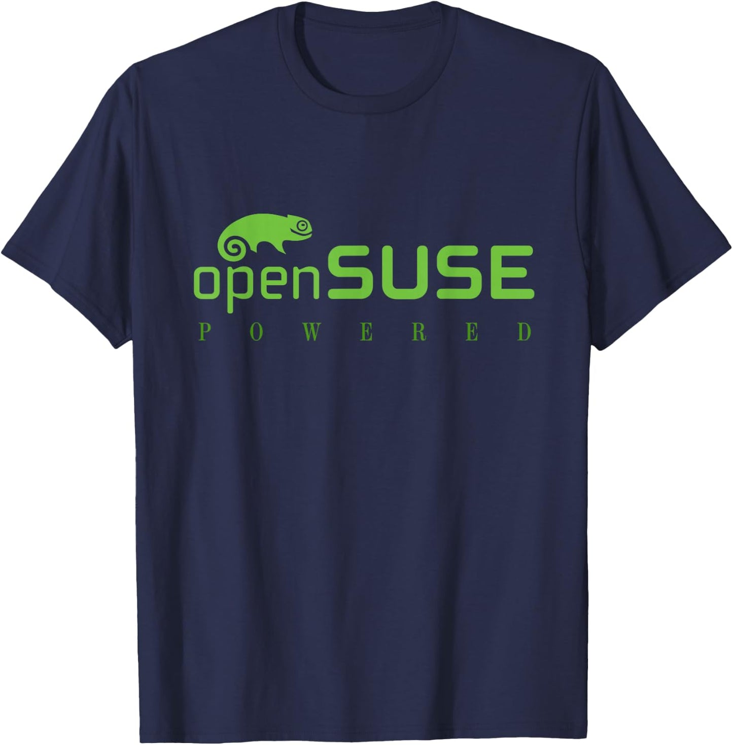Powered by Linux openSUSE tagline & Logo Open Source Os T-Shirt - T-Shirt | Navy