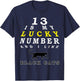 Black Cat Lucky Number 13 Fortune Cat Men Women T-Shirt - T-Shirt | Navy