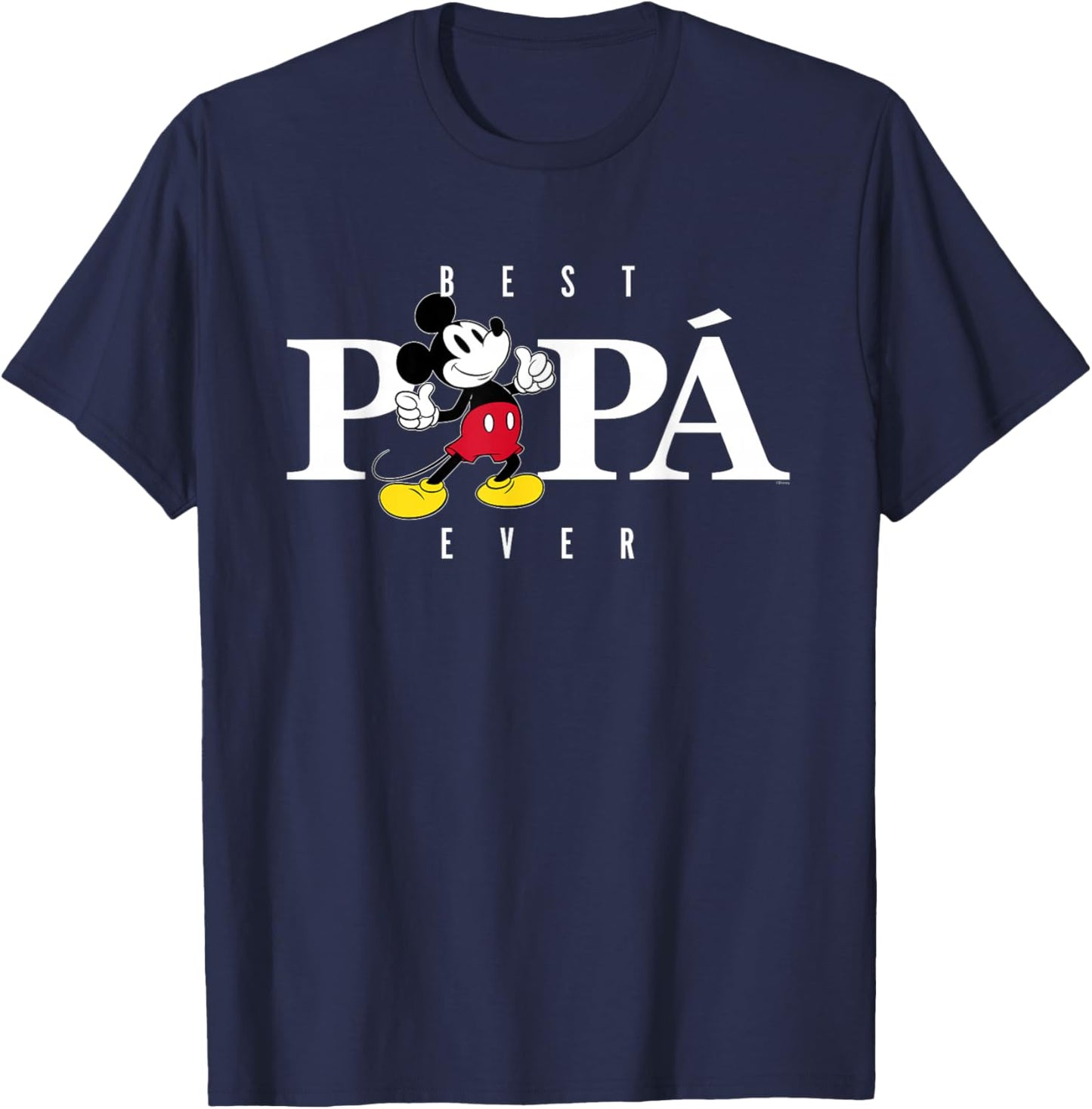 Disney Mickey Mouse Thumbs Up Best Papá Ever Día del Padre T-Shirt - T-Shirt | Navy