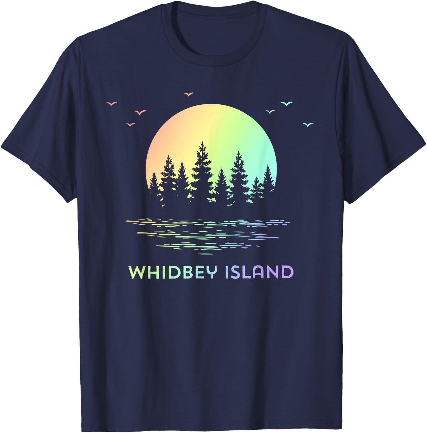 Whidbey Island Washington Sunset Design Nature T-Shirt - T-Shirt | Navy
