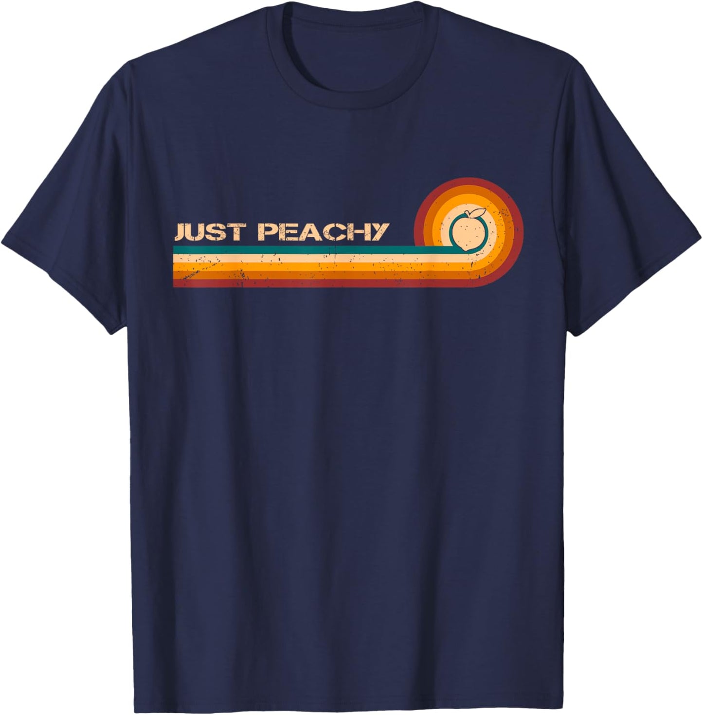 Sarcastic Shirt Retro Stripes Just Peachy Georgia Peaches T-Shirt - T-Shirt | Navy