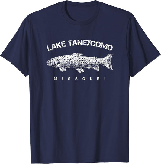 Lake Taneycomo Trout Fishing Branson Missouri T-Shirt - T-Shirt | Navy