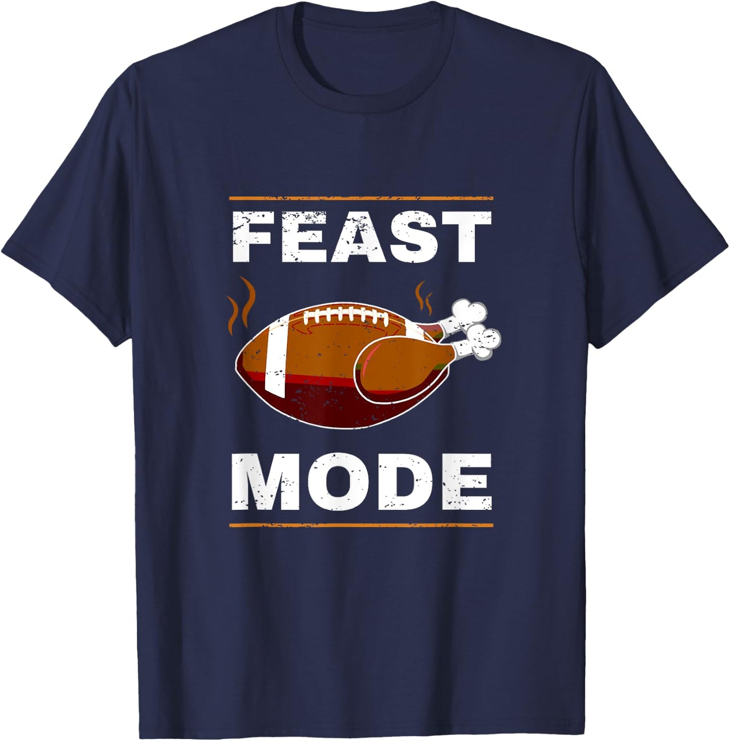 Funny Thanksgiving Turkey Feast Mode American Football Gift T-Shirt - T-Shirt | Navy
