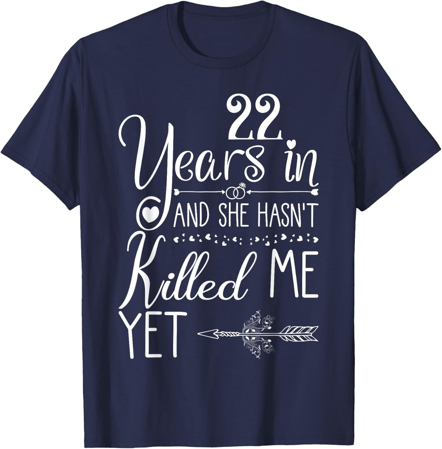 22nd Wedding Anniversary Couple 22 Years of Marriage T-Shirt - T-Shirt | Navy