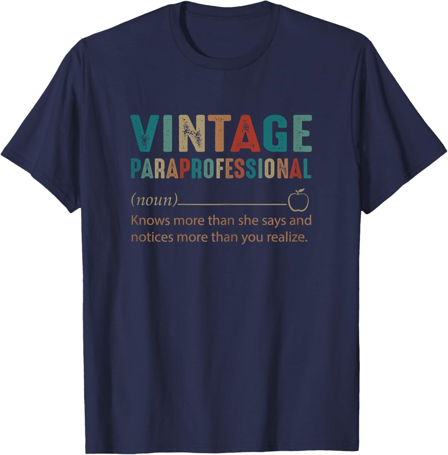 Paraprofessional Noun Vintage Retro Style 60s 70s 80s Gift T-Shirt - T-Shirt | Navy