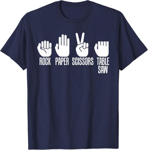 Carpenters Rock Paper Scissor Table Saw Fathers Day T-Shirt - T-Shirt | Navy