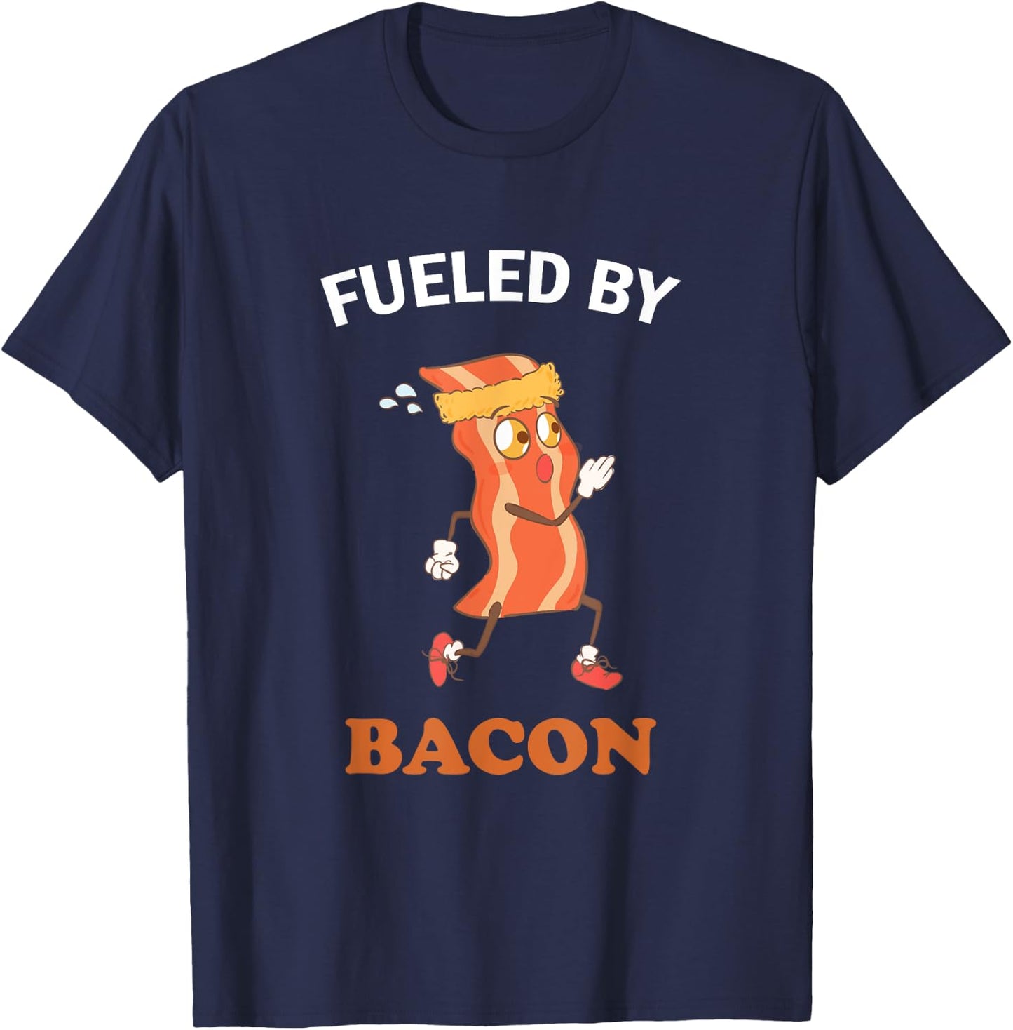 Fueled By Bacon Low Carb Keto Diet Workout Gym Fitness Gift T-Shirt - T-Shirt | Navy