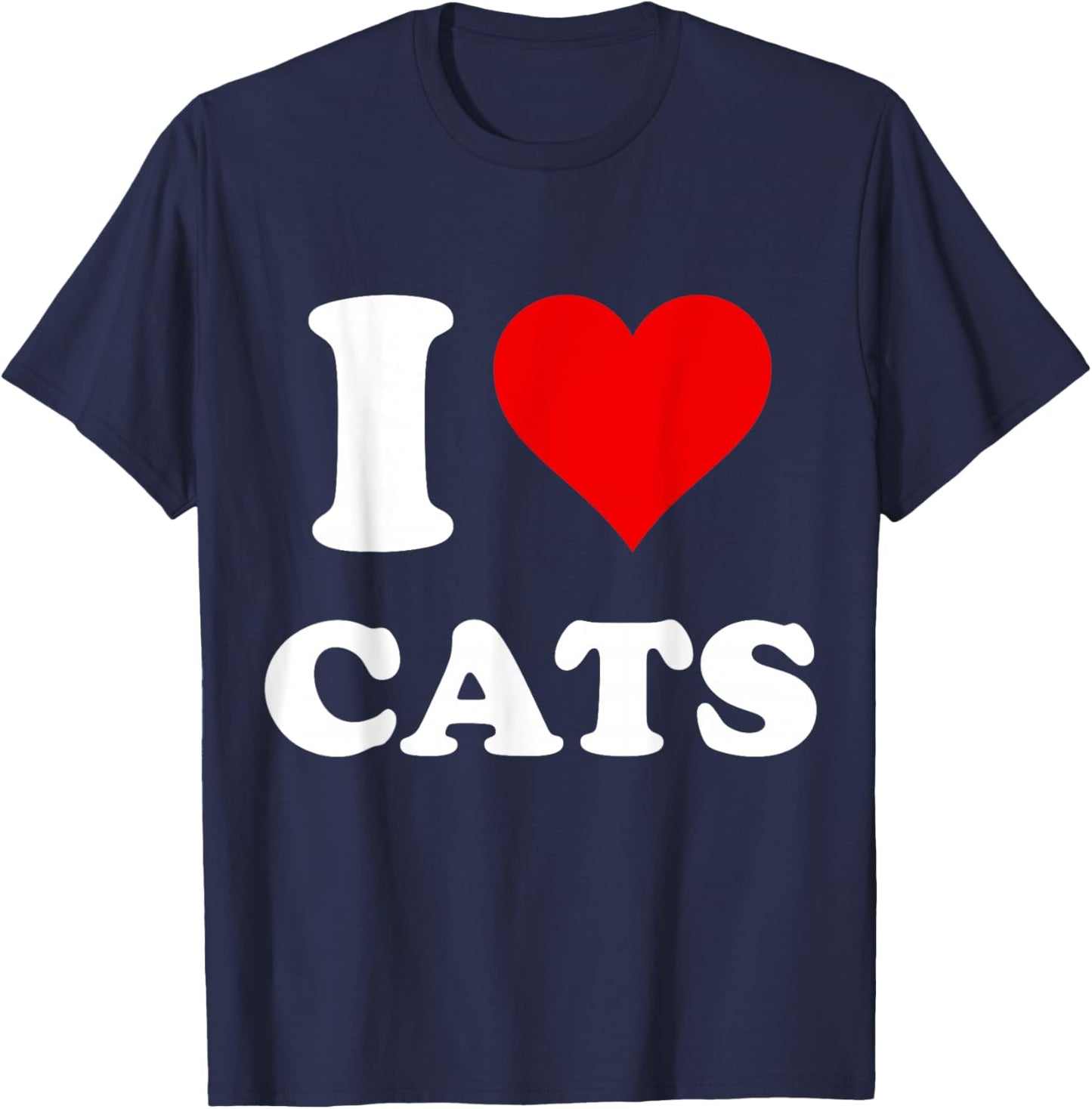 I Heart Cats I Love Cats T-Shirt - T-Shirt | Navy