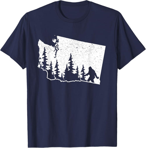 Washington Bigfoot Sasquatch & Trees Silhouette State Pride