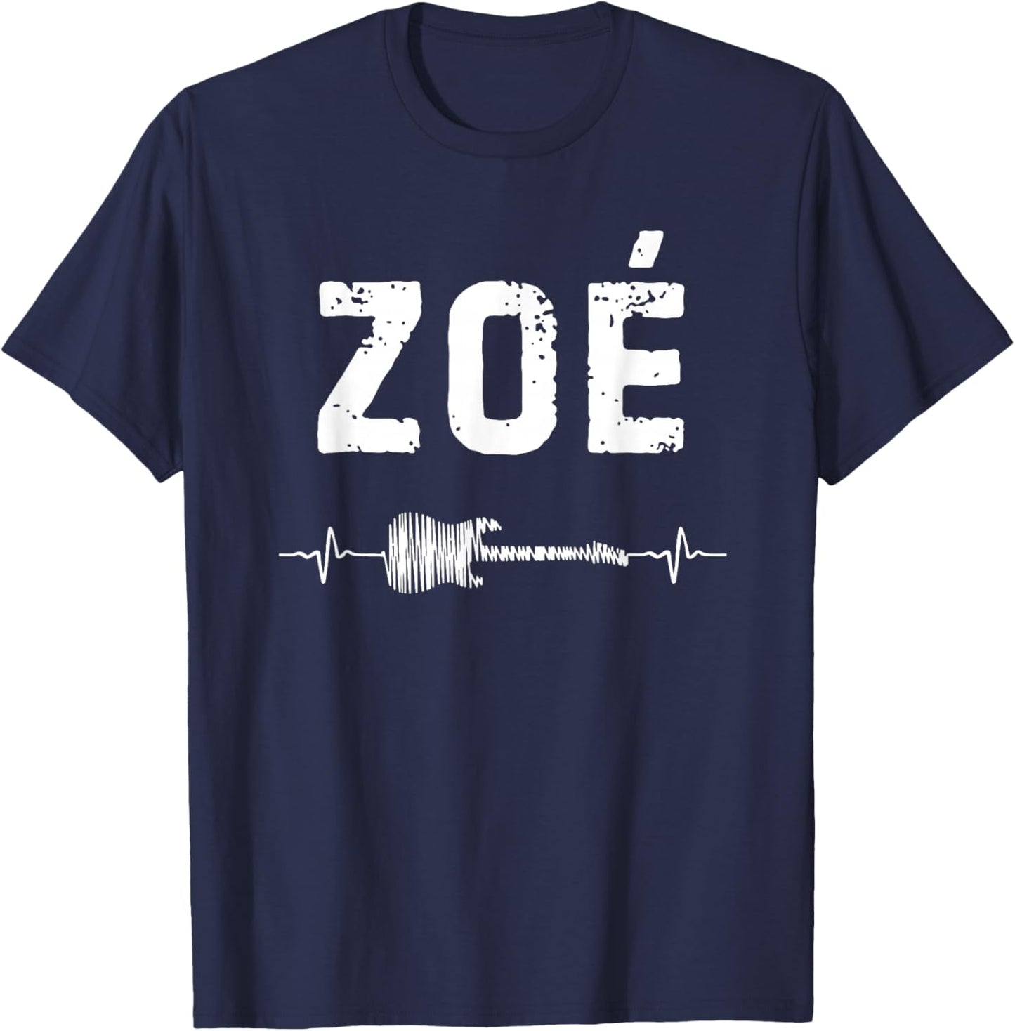 Zoé Guitar Heartbeat Music Guitarist Retro Vintage T-Shirt - T-Shirt | Navy