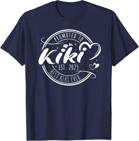 Promoted To Kiki Est 2025 Soon To Be Kiki Mother's Day T-Shirt - T-Shirt | Navy