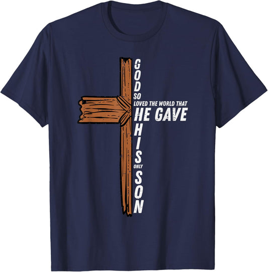 God So Loved The World John 3 16 Christian Men Women Kids T-Shirt - T-Shirt | Navy