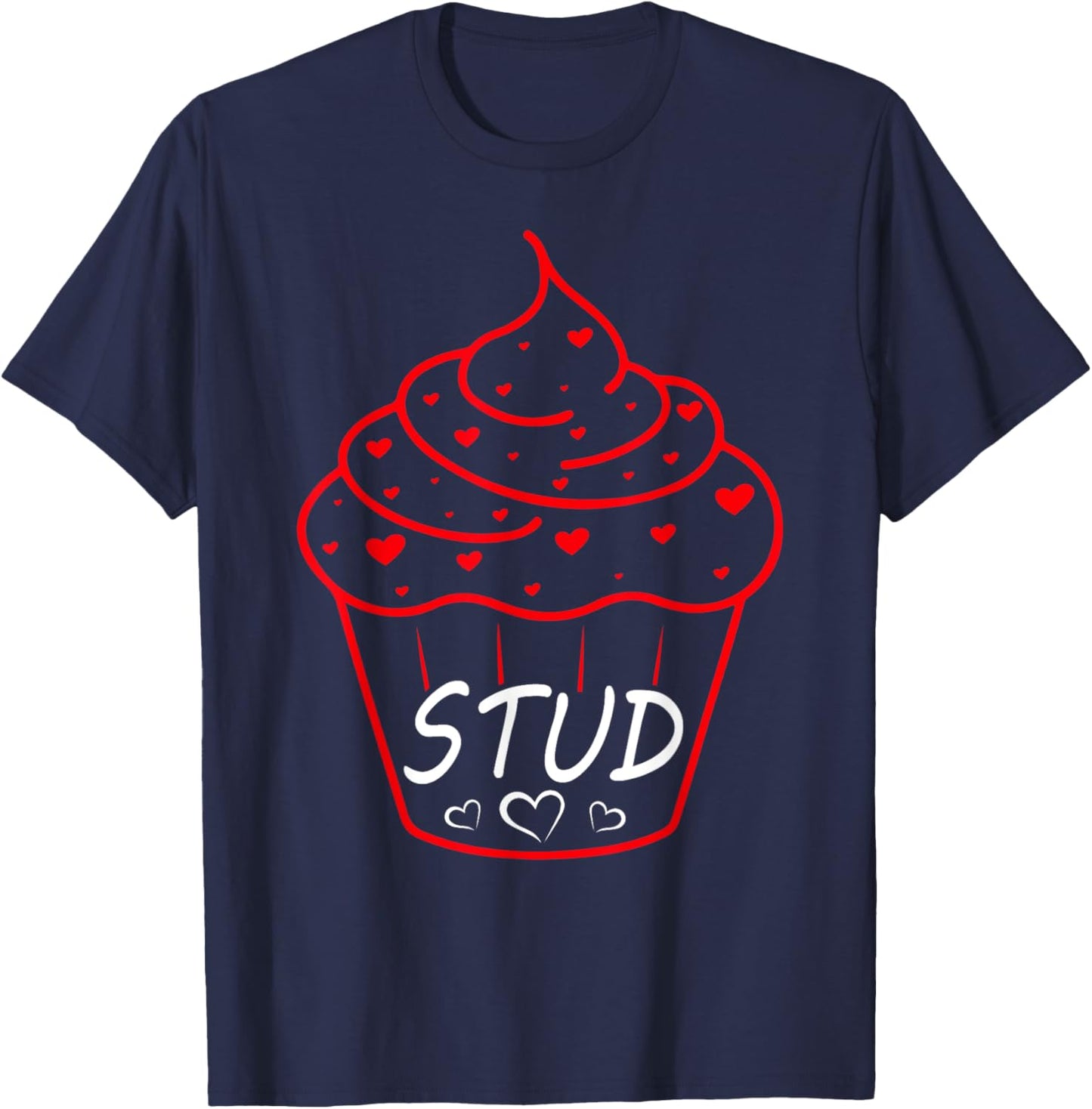 Love Heart Stud Muffin Cupcake Valentines Day T-Shirt - T-Shirt | Navy