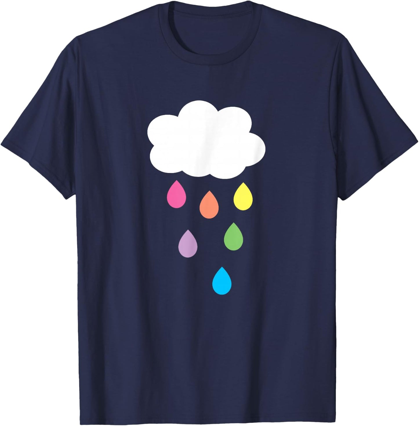 Cloud with Rainbow Raindrops T-Shirt - T-Shirt | Navy