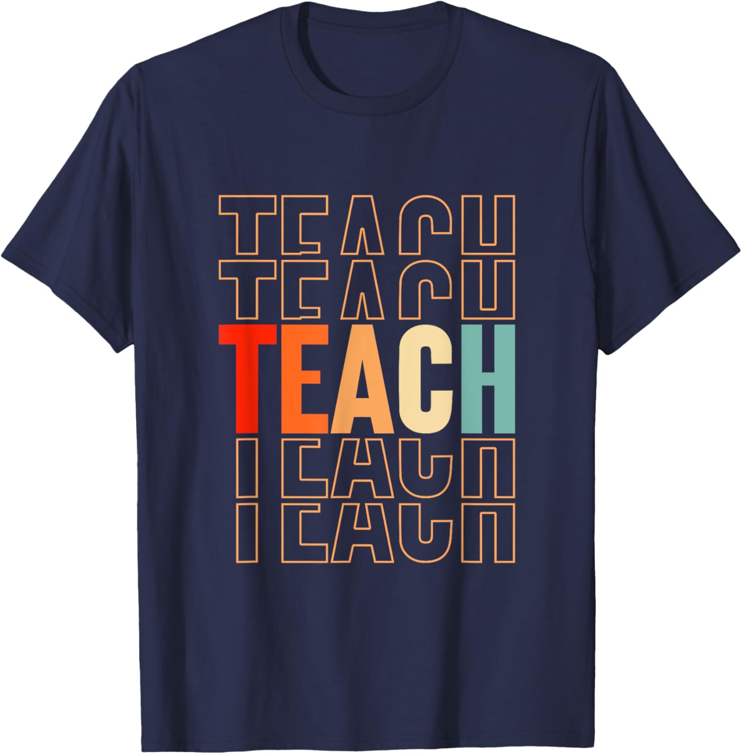Teach Vintage Teacher Men Women Funny School Teachers T-Shirt - T-Shirt | Navy