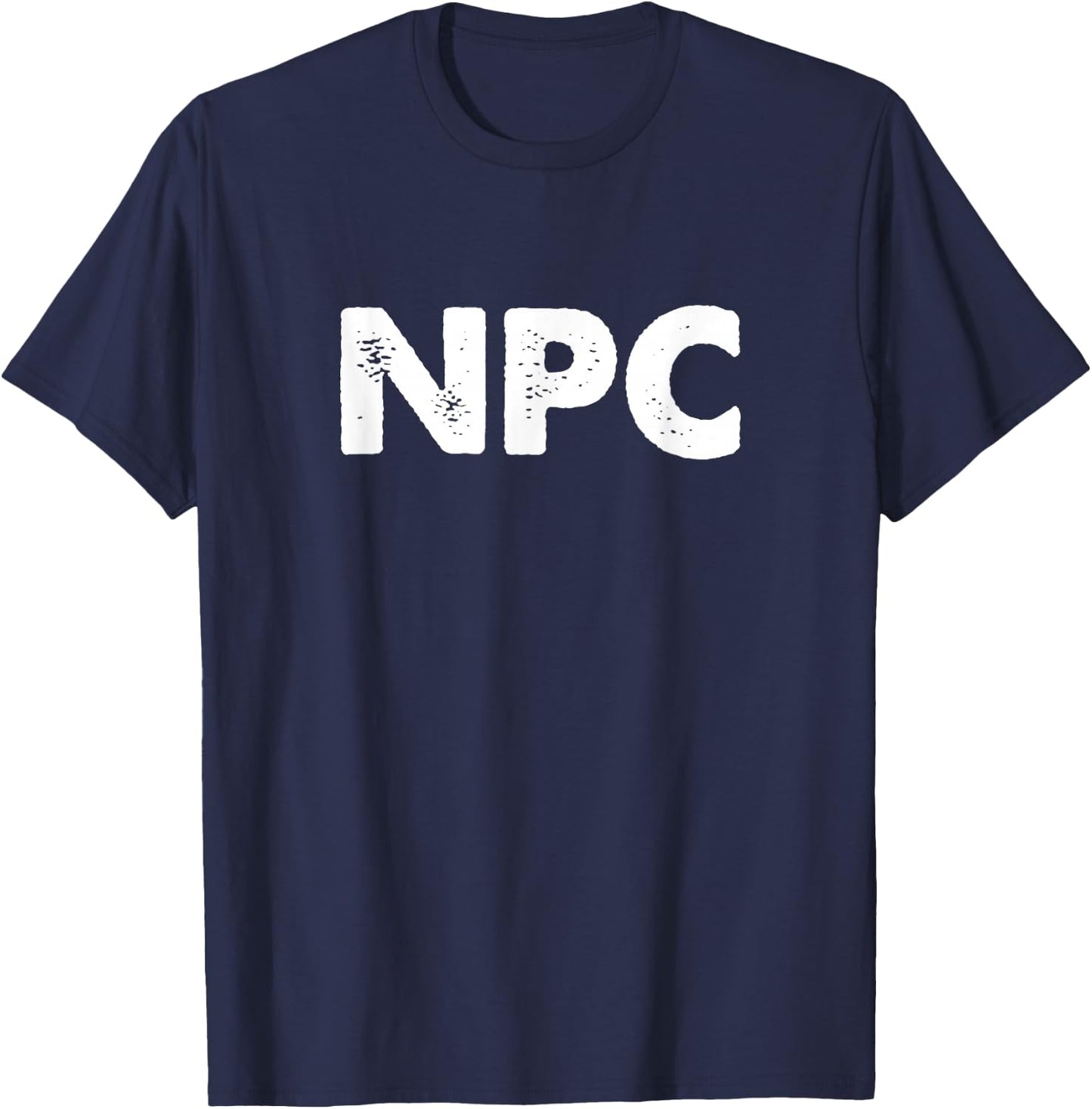 NPC LARP Larping - Black Adults' - Small - - Short Sleeve - Modern Casual - Letter Print T-Shirt - T-Shirt | Navy