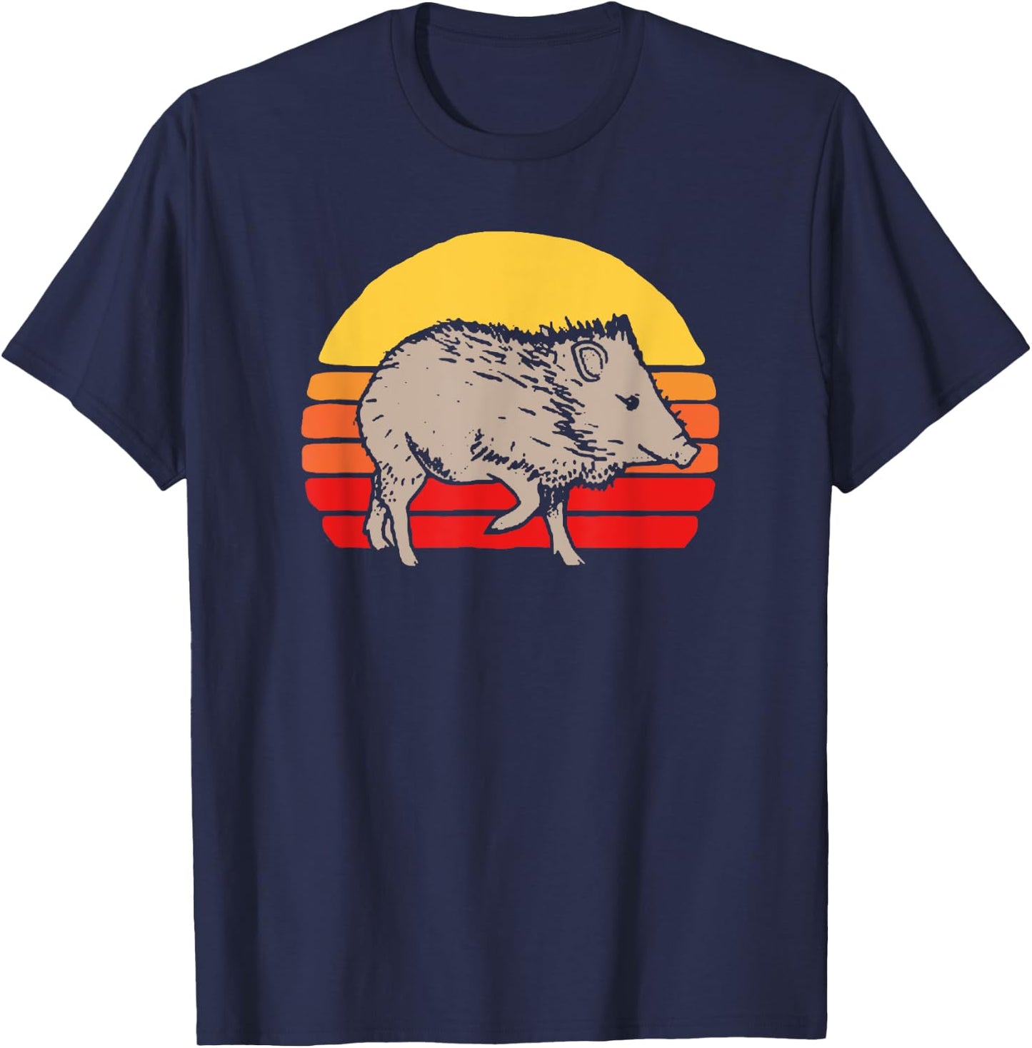Javelina Vintage Retro 80s Sunset Cute Funny Arizona T-Shirt - T-Shirt | Navy