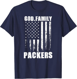 Austin Packers God. Family. Vintage USA Flag T-Shirt - T-Shirt | Navy