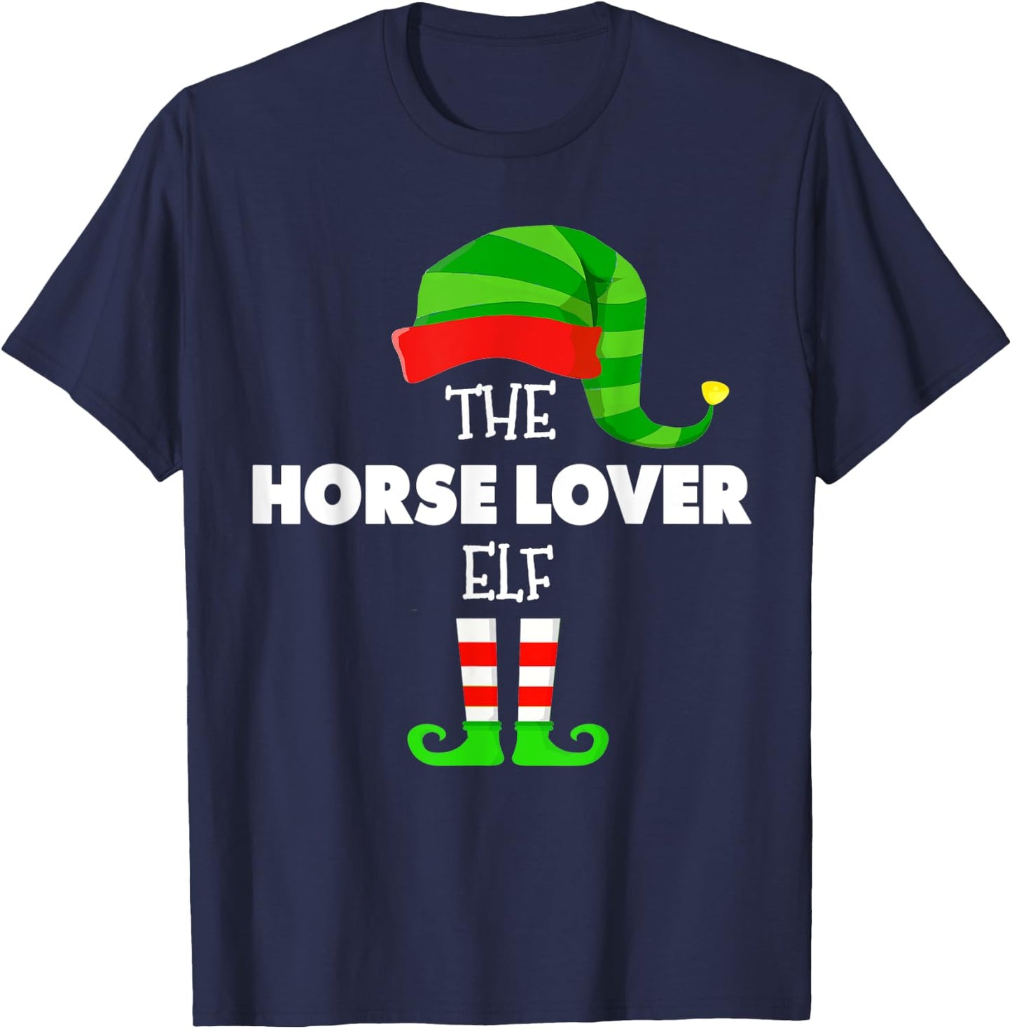 The HORSE LOVER ELF Group Matching Family Christmas PJS T-Shirt - T-Shirt | Navy