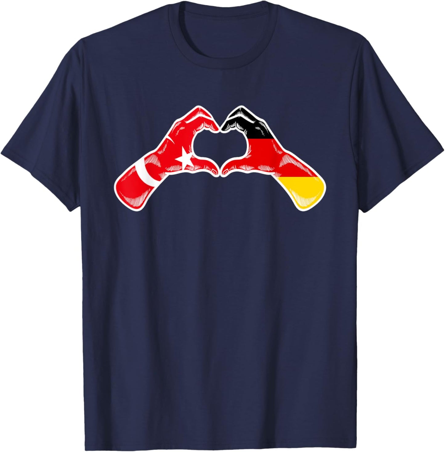 Türkei Deutschland Flagge - Türkisch Deutsches Herz T-Shirt - T-Shirt | Navy