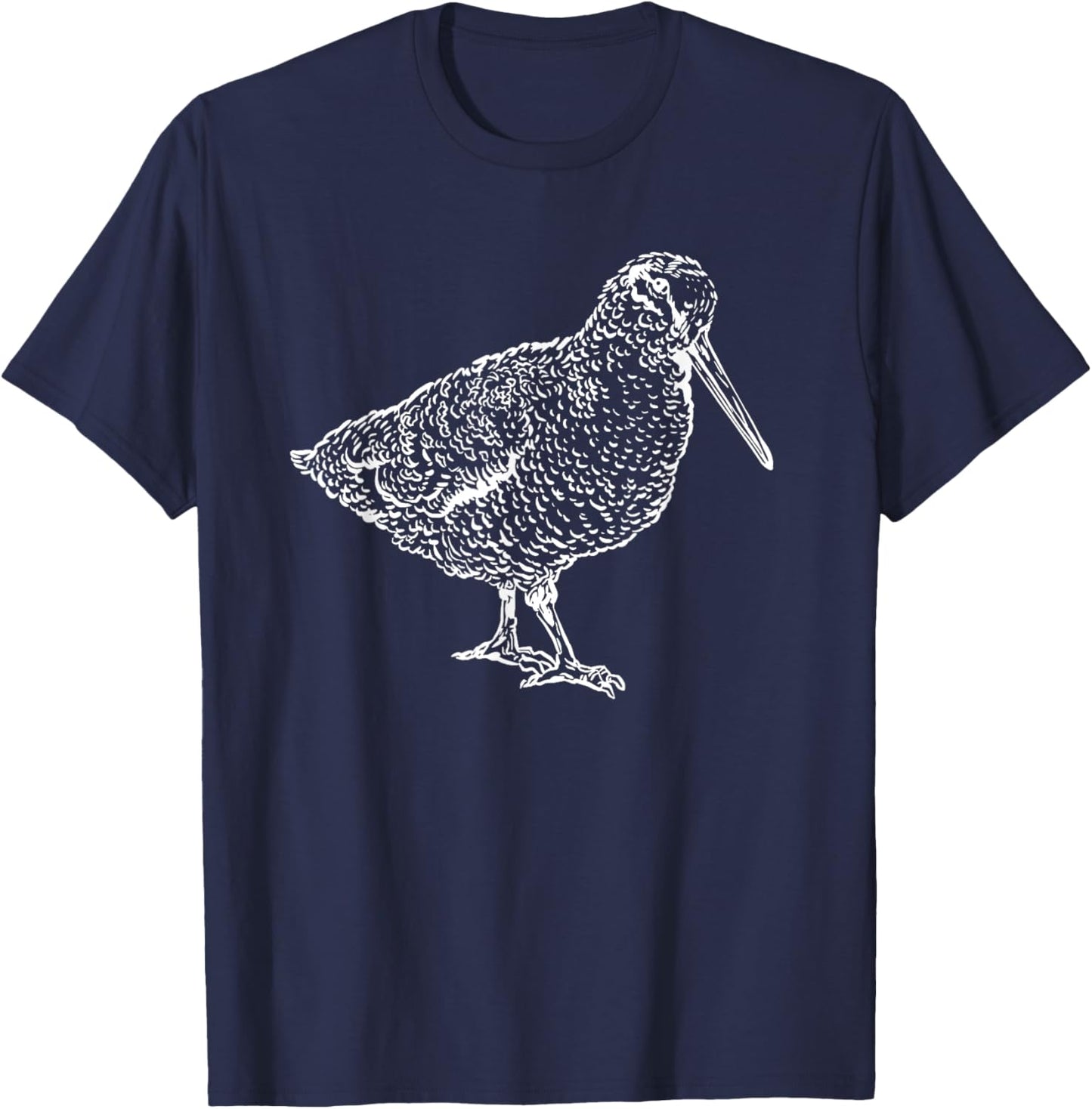 Woodcock Bird Hand-Drawn Wildlife Nature Flying T-Shirt - T-Shirt | Navy