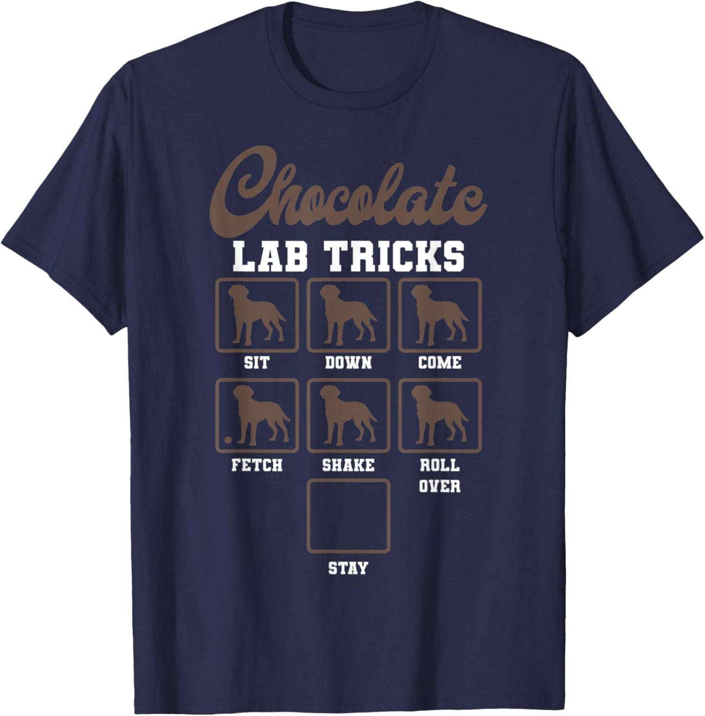 Chocolate Lab Dog Tricks Veterinarian Labrador Retriever Men Women Kids T-Shirt - T-Shirt | Navy