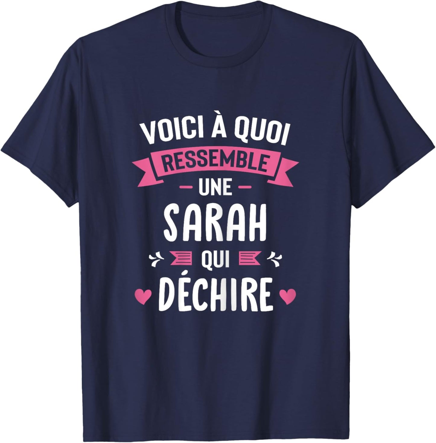 Woman Humour Personalised Gift Sarah Qui Déchire , Black, Female X-Small T-Shirt - T-Shirt | Navy