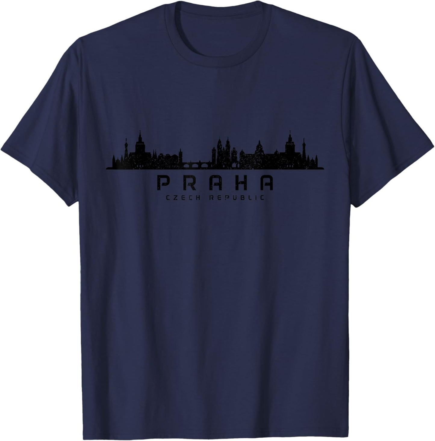 Prague Skyline Czech Republic Praha Souvenir T-Shirt - T-Shirt | Navy