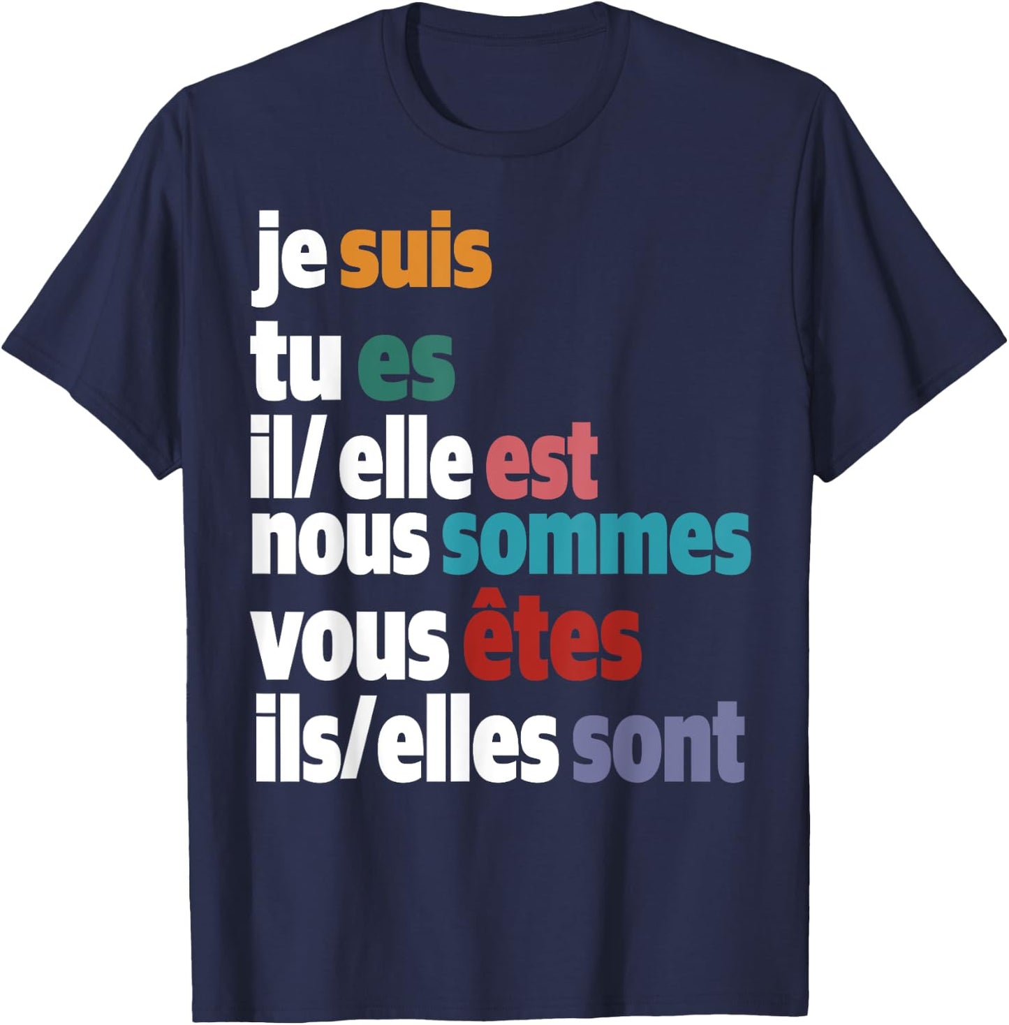 Jesuis Tu Es Il Elle Est Nous Sommes Vous Etes Ils Elles Son T-Shirt - T-Shirt | Navy