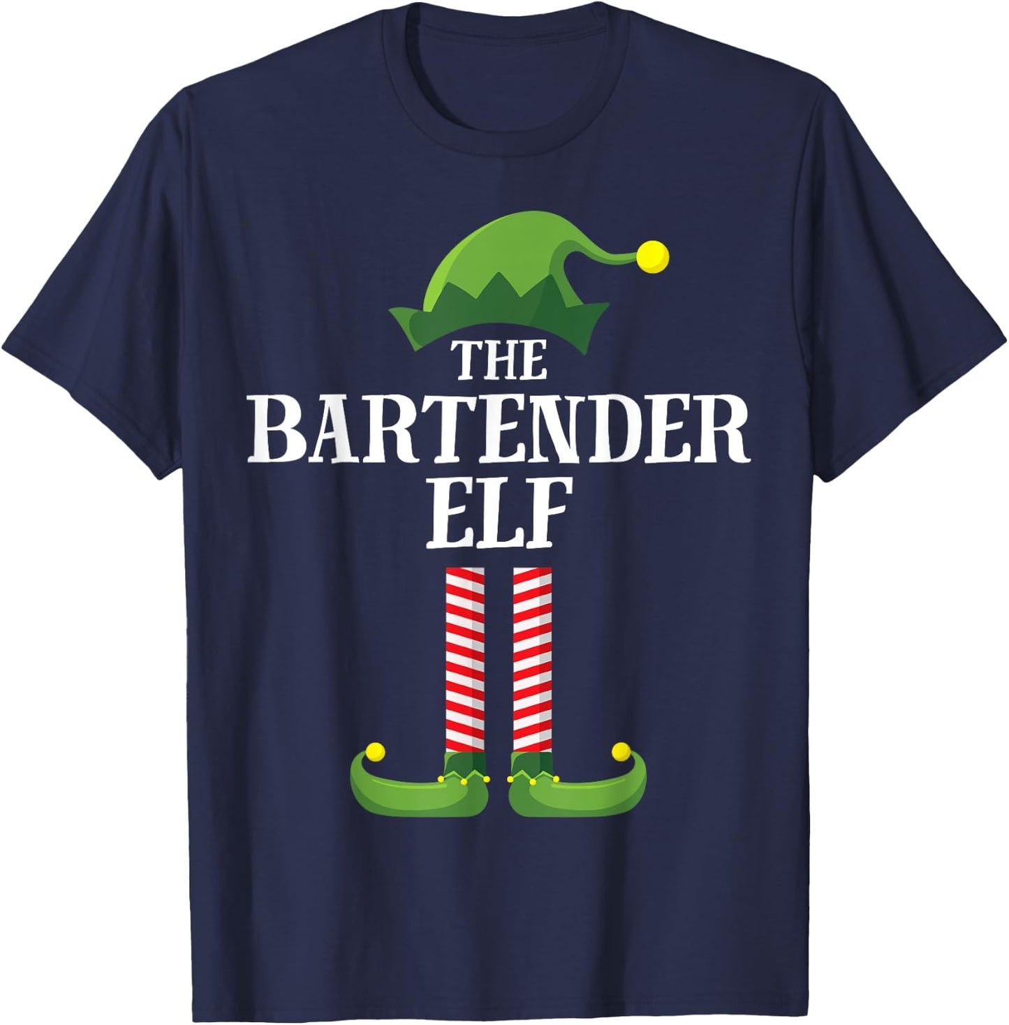 Bartender Elf Matching Family Group Christmas Party Pyjamas T-Shirt - T-Shirt | Navy