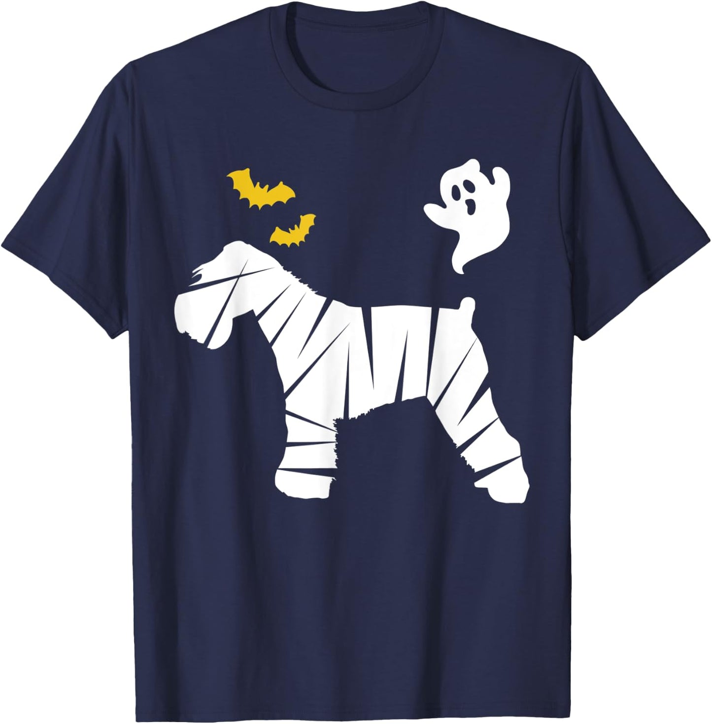 Miniature Mini Schnauzer Dog Halloween Mummy Bat Ghost Gift T-Shirt - T-Shirt | Navy