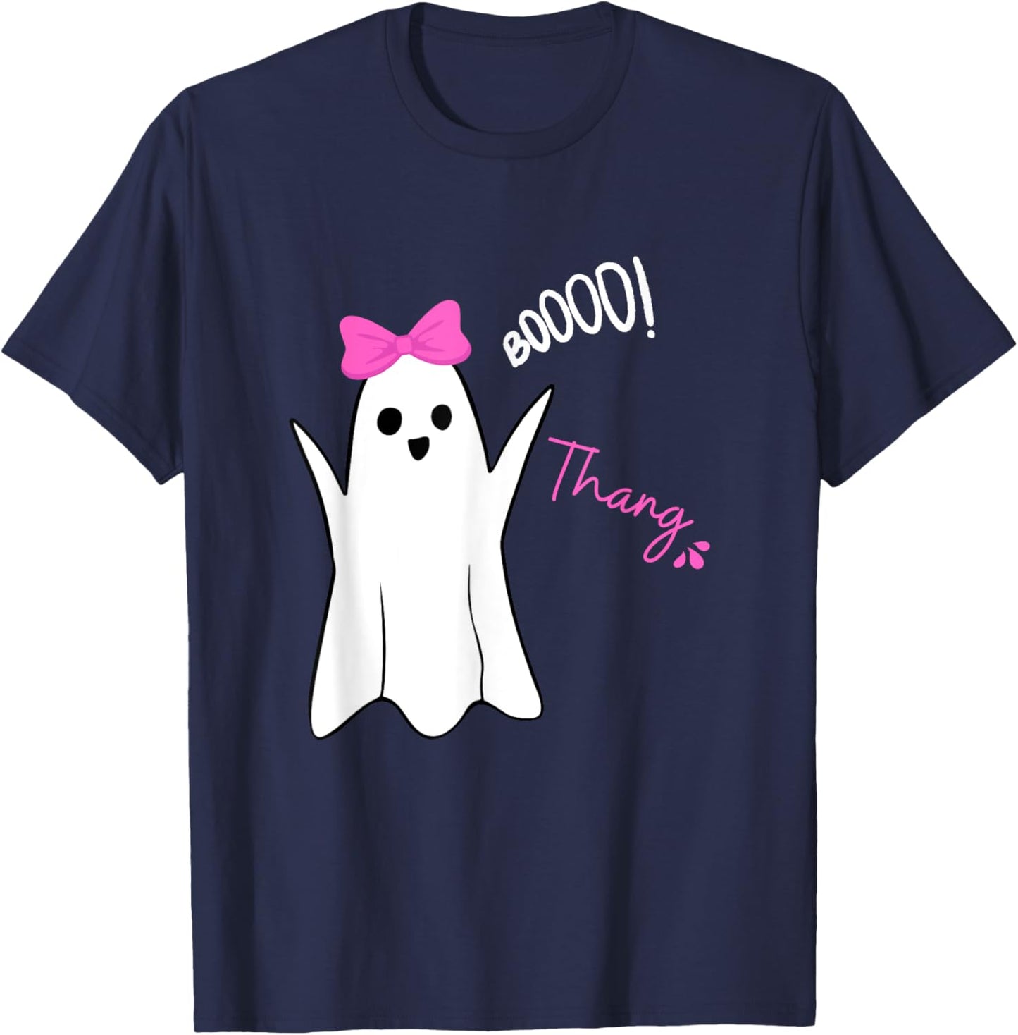 Boo Thang Thing Ghost Pink Bow Cute Halloween for Girls T-Shirt - T-Shirt | Navy