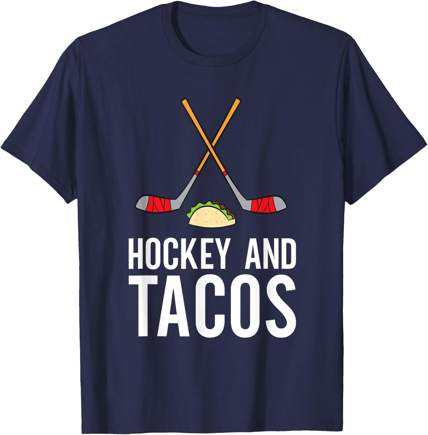 Funny Hockey Lover Gifts Funny Hockey Lover Hockey And Tacos Ice Hockey , Black, Small T-Shirt - T-Shirt | Navy