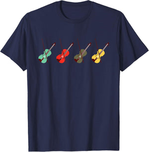 Love Violin Violin Shirt with Bows | Orchestra for Kids, , Grey, S T-Shirt - T-Shirt | Navy