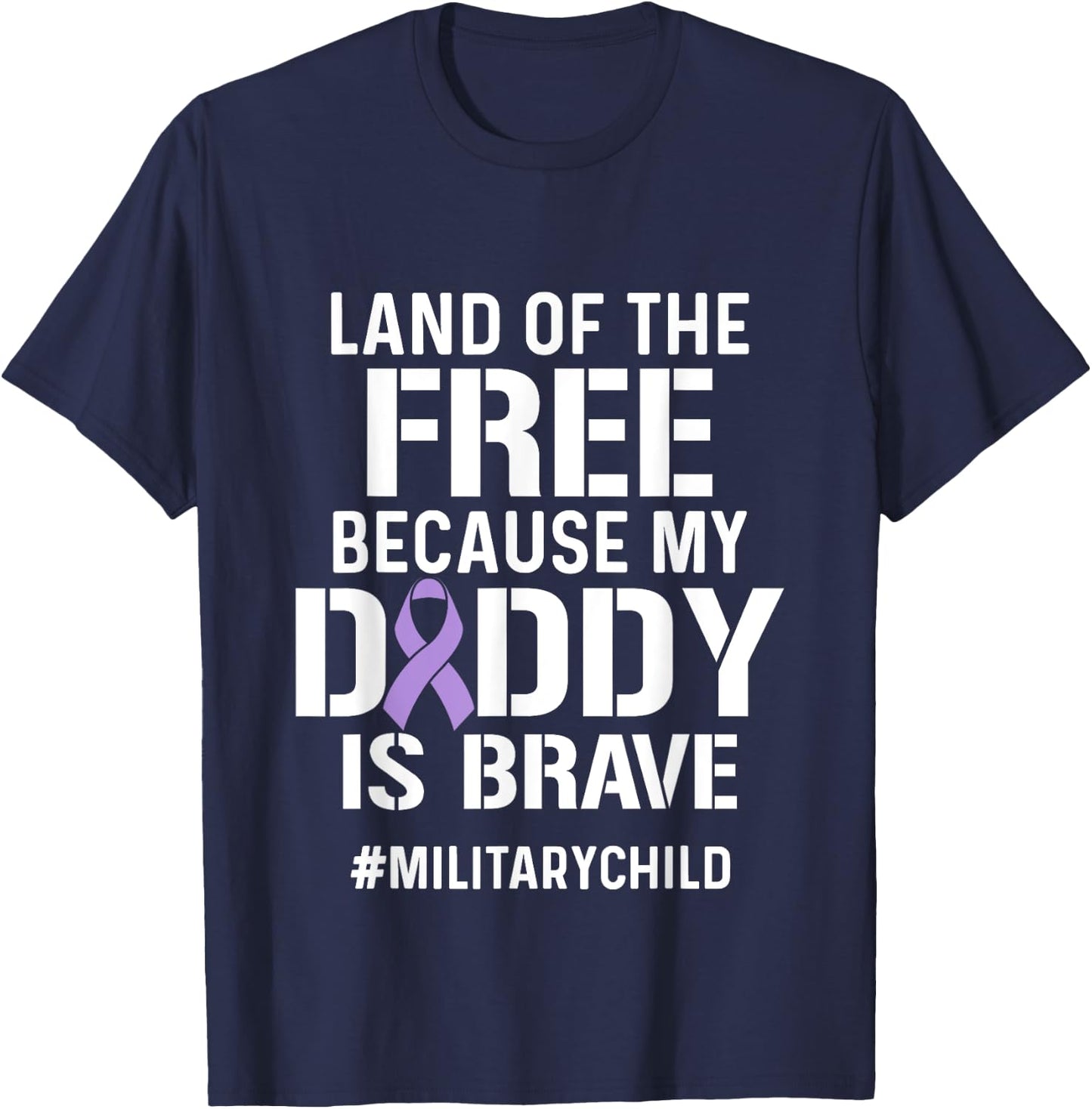 Military Child Month Purple Up Free Brave Dad Pride T-Shirt - T-Shirt | Navy
